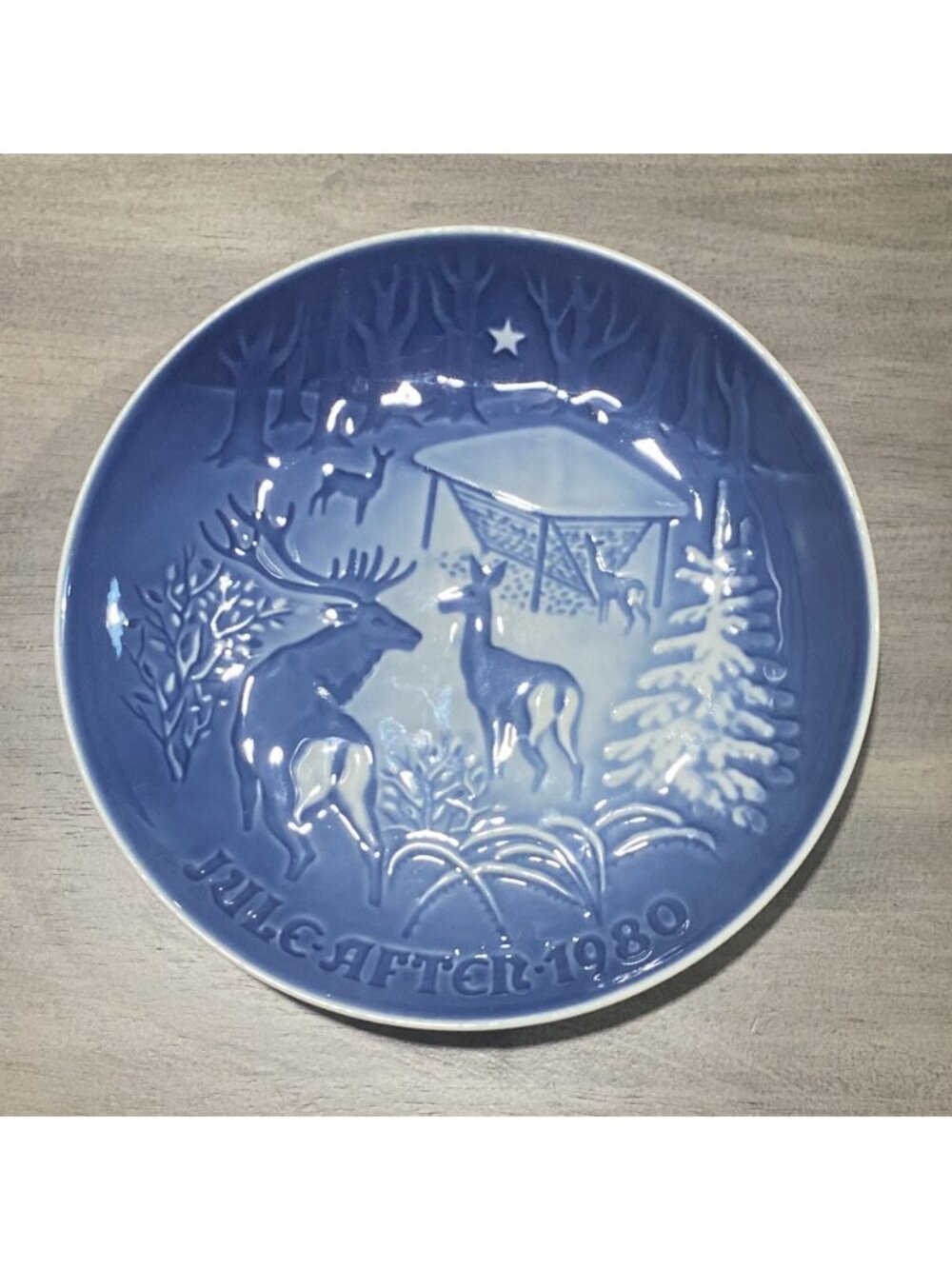 Bing and Grondahl 1980 Christmas Plate "In The Woods" Reindeer 7"Porcelain